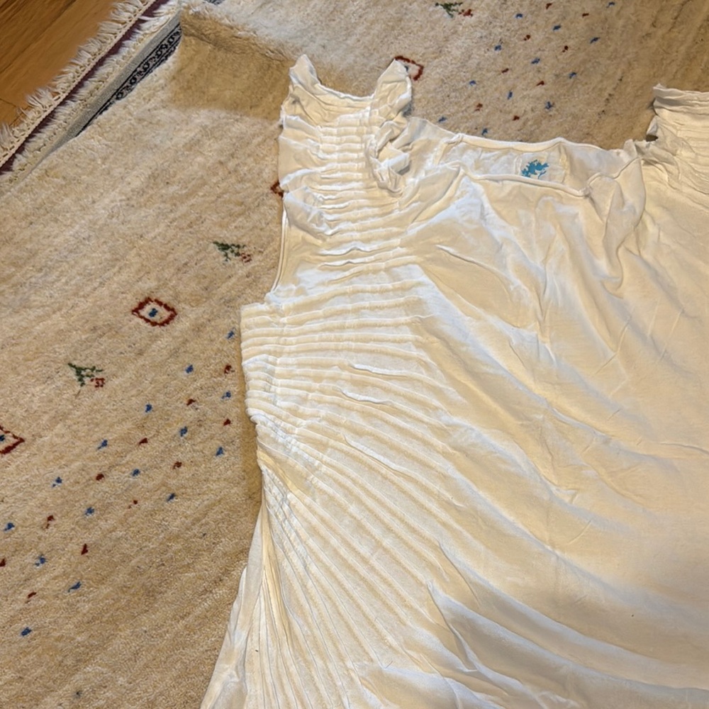 Set of 2 baby blue and white Ruffle Sleeve Top anthropologie xl tunic - Picture 5 of 8